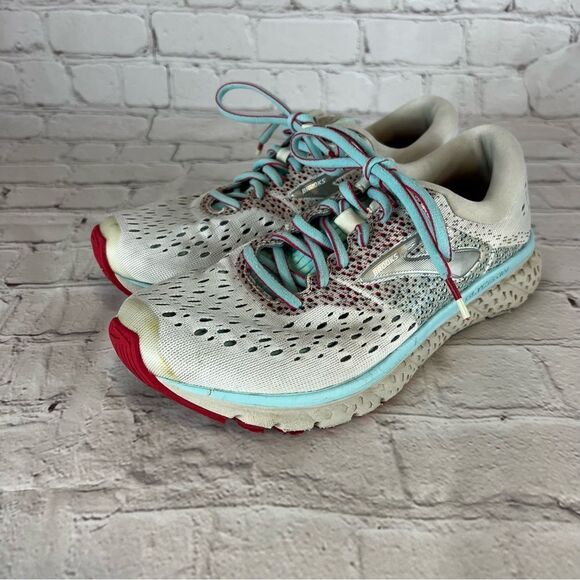 BROOKS GLYCERIN 16 WHIT BLUE 1202781B115 RUNNING WOMAN SHOES SIZE 7.5 - Picture 1 of 9